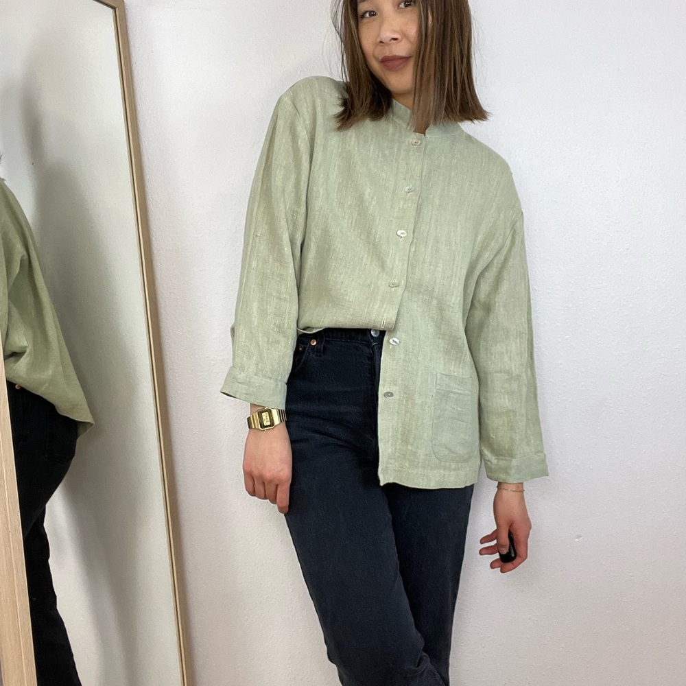 Sage Green Linen Top